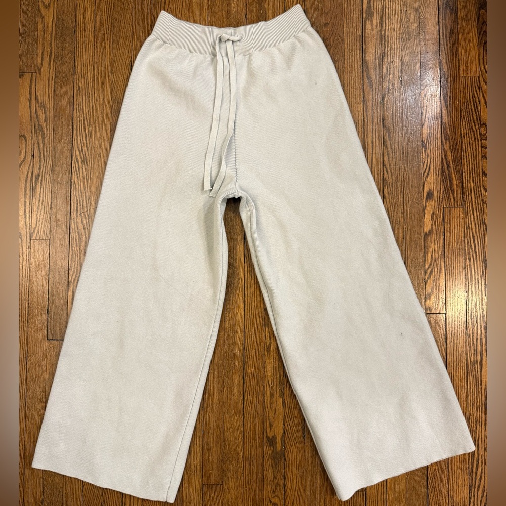Petal & Pup Wide Leg Knit Pants in Light Gray